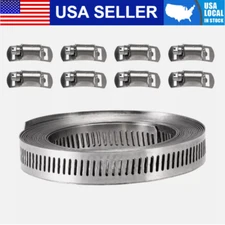 11.5FT Stainless Steel Large Adjustable Hose Clamps Worm Gear 8 Fasteners New