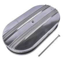 15 Oval Half Finned Polished Aluminum Air Cleaner Filter For Sbc Bbc 350 Ford