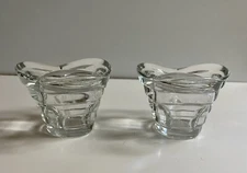 Pair of KING Glass Candle Stick Holders Clear Italy Minimalist