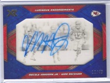 MECOLE HARDMAN JR 2019 PANINI XR BLUE LUMINOUS ENDORSEMENTS AUTO RC #D 19/49