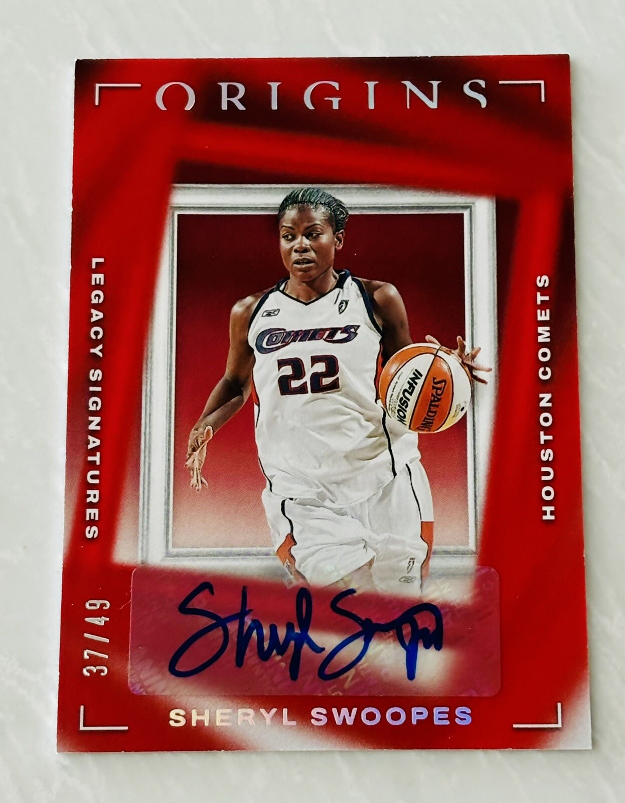 SHERYL SWOOPES AUTO /49 RED 2023 PANINI ORIGINS WNBA LEGACY SIGNATURES AUTOGRAPH
