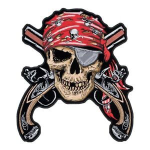 Sew On Patches Cool Pirate Skull with Eye patch Embroidered Iron On