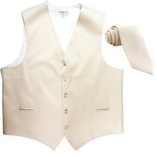 New Men's Formal Tuxedo Vest Waistcoat Necktie Ivory wedding party prom