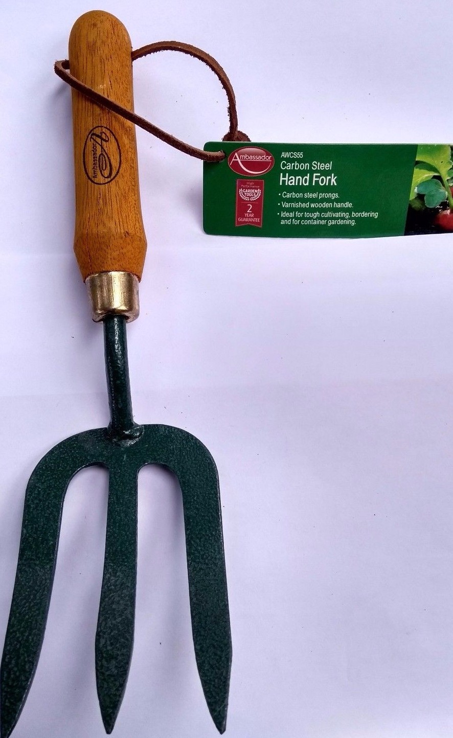 Strong garden Hand Fork, varnished wooden handle