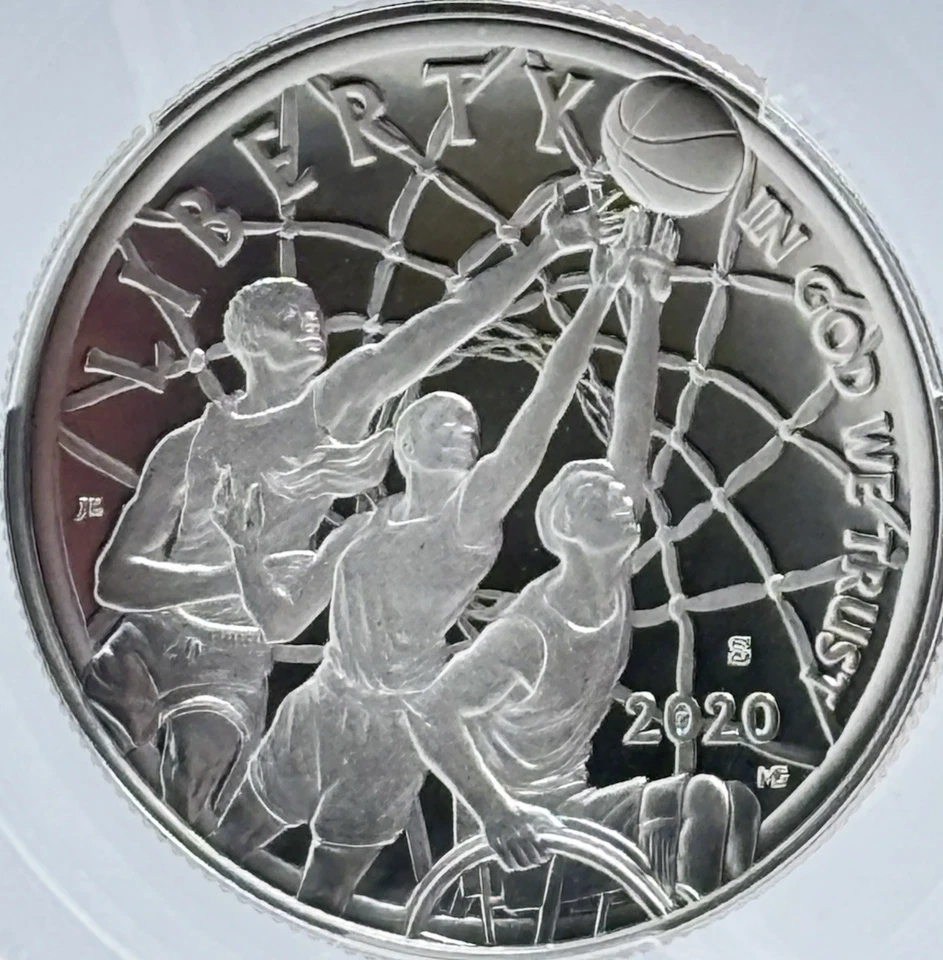 2020-S 50C Basketball Hall/Fame PCGS PR70DCAM Colorized Jerry West/sig #13392 - Image 4 of 4