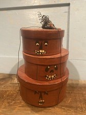 Hand Painted Pumpkins Container Stacked Halloween Decoration 8  x6  Super Cute