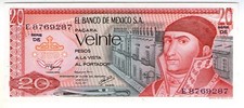 **   MEXIQUE     20  pesos   1977   p-64d.3    UNC   **