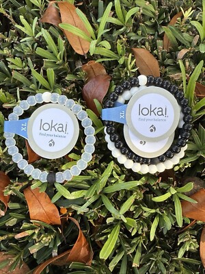 Lokai Bracelets Set Of 3 Clear Black&White Size XL 8.5 