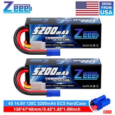 2x Zeee 4S LiPo Battery 5200mAh 14.8V 120C EC5 for RC Car Truck Crawler Monster