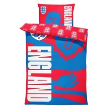 Image of England Slogan Football Home Bedroom Crest Duvet Single Bed Bedding Set - Kids