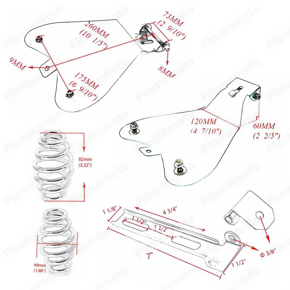 Motorcycle Diamon Bobber Solo Seat Spring W/Base Plate  For Honda Shadow Rebel - Image 4 of 4