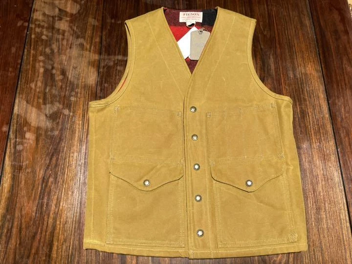 FILSON Authentic Mackinaw Wool Lined Tin Cloth Vest Men Size XS New from Japan