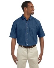 Harriton M550S Men's Short-Sleeve Denim Shirt