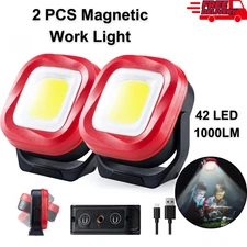 2 PCS Magnetic Work Light - 42 LED 1000LM Rechargeable Flashlight For Emergency