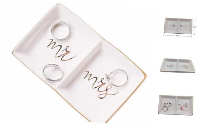 Mr and Mrs Ring Dish Jewelry Dish Ceramic Jewelry Holder Ring Holder for