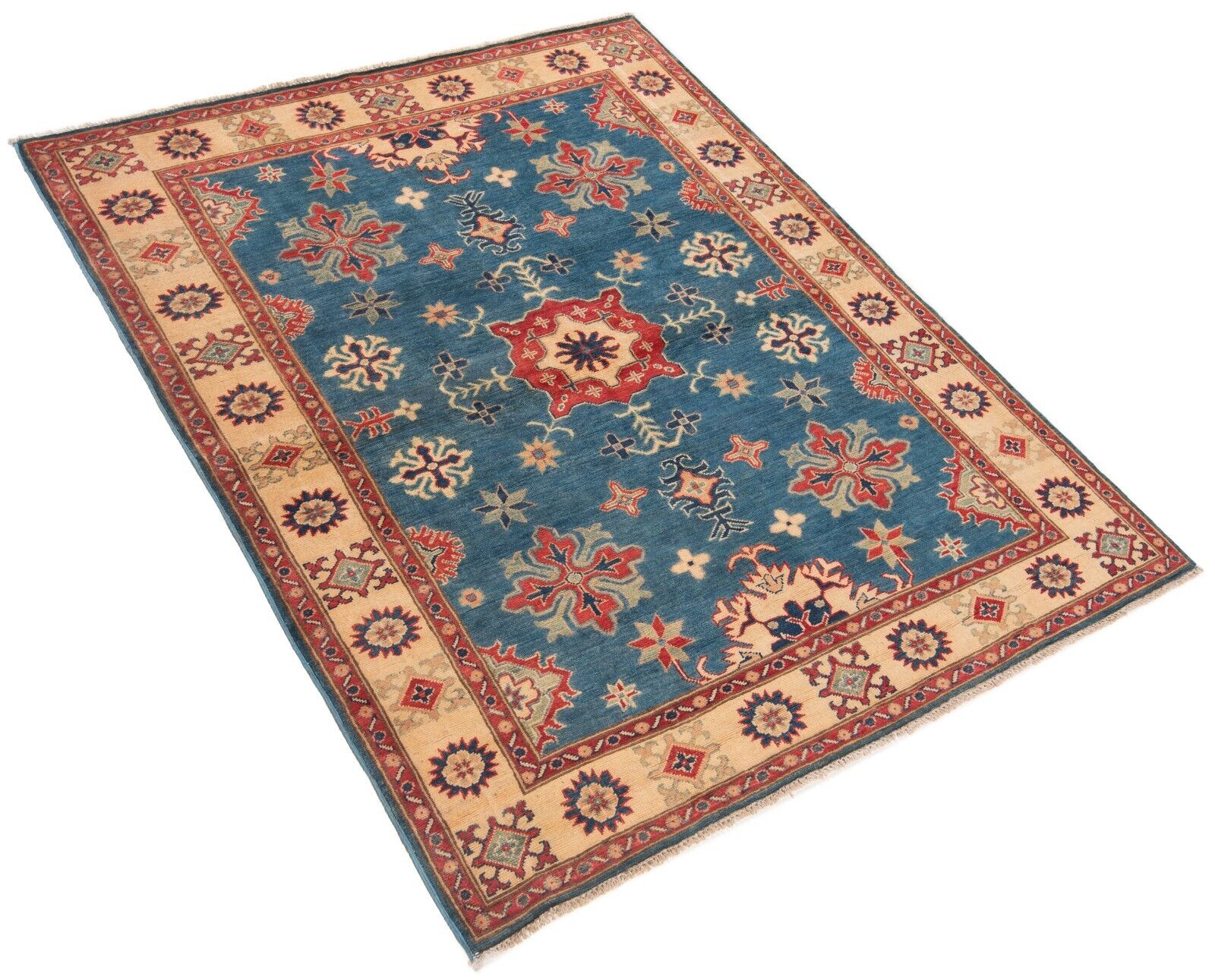 Kazak Handgeknüpfter Orientteppich 200 x 158 cm-Fine,Carpet,rug,Blau