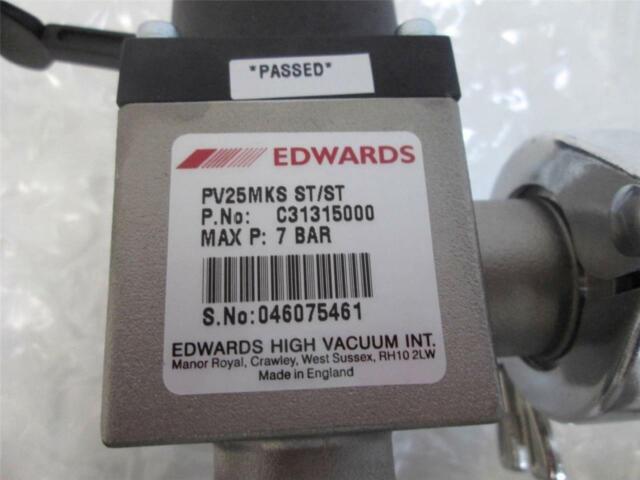 7Bar Details about   BOC Edwards PV25MKS ST/ST Right Angle Valve P.No C31315000 Max P