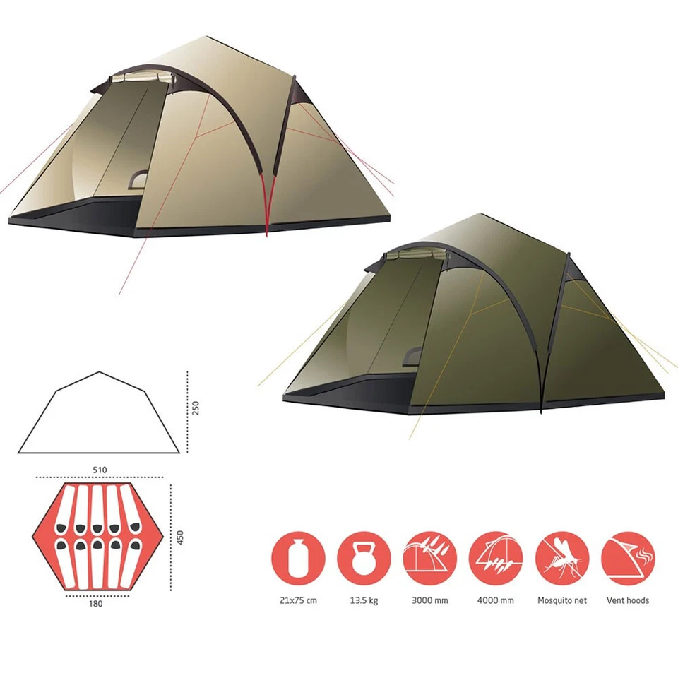 GRAND CANYON Black Knob 10 Tienda Tipi Tienda de la Familia Camping Oliva - Imagen 2 de 4