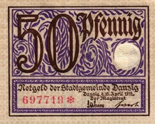 Ro 790 P11 Danzig 50 fenigów 1918