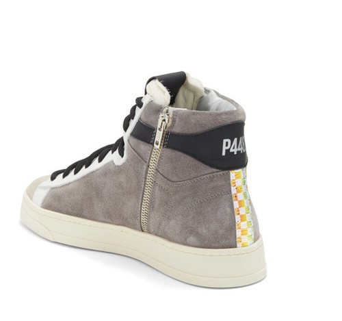 P448 Taylor Ajedrez con cremallera superior alta Tenis de patín para hombre talla 40 EE. UU. 8 8,5 gris gamuza - Imagen 2 de 5