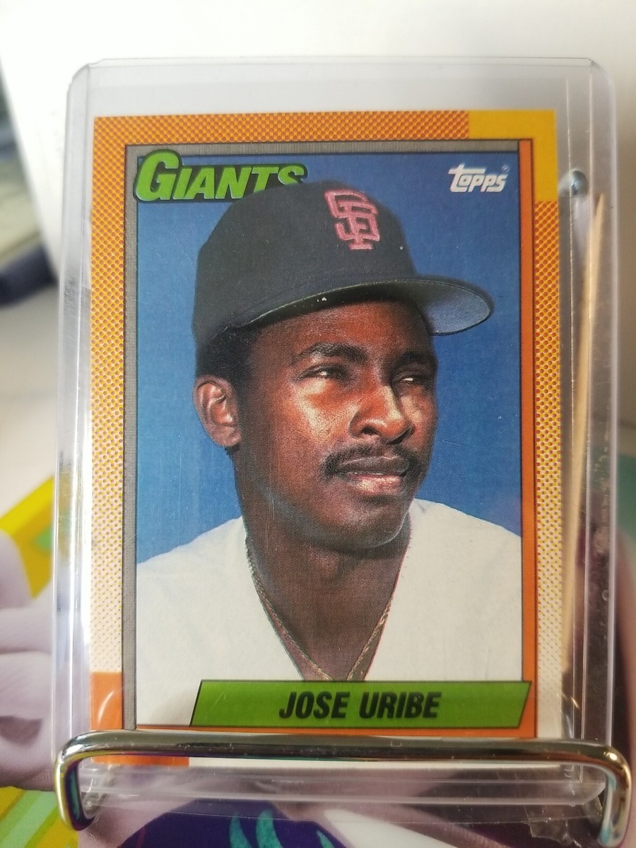 Jose Uribe 1990 Topps Baseball Card #472 Error Card On DOB SF