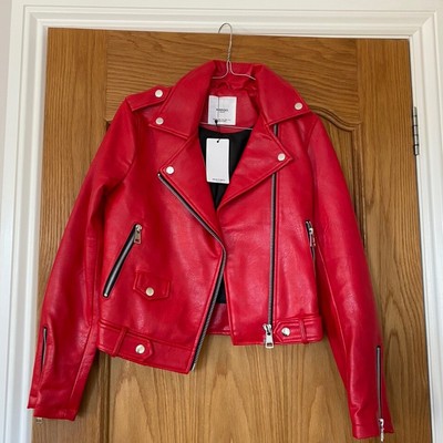 mango red leather jacket