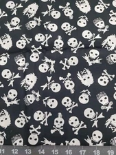 Halloween Skulls & Crossbones Pirate Black White, Dear Stella 1yd 20"