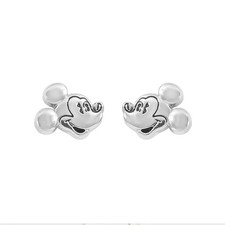 Disney Mickey Mouse Silver Colored Stud Earrings New