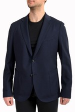 Hugo Boss Men's Nelven Slim Fit Blue Wool Plaid Two Button Blazer US 44R IT 54R
