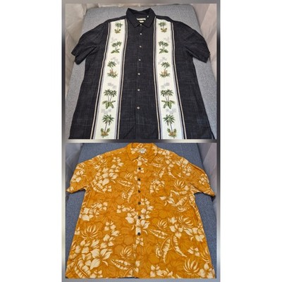 Bundle 2 Hawaii Shirt Batik Bay & Panama Jack Short Sleeve Button Up Mens XLarge