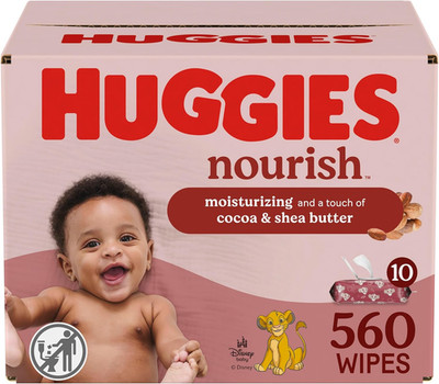 Huggies Nourish Scented Baby Wipes, 10 Push Button Packs (560 Wipes Total)