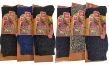 Men Lamb Wool Socks - Winter Warm Boots Crew Socks Marled Pattern - Size 10-13