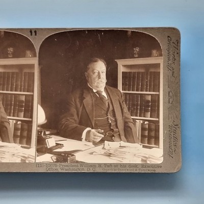 Washington DC Stereoansicht um 1910 Echtfoto Amerika Präsident William Taft am Schreibtisch
