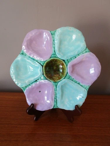 Majolica Green & Parma Majolica Slipper Oyster Plate
