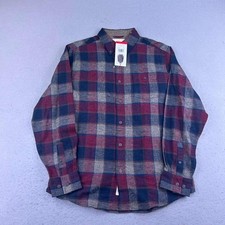 Weatherproof Shirt Mens Medium Red Gray Flannel Long Sleeves Button Up NWT