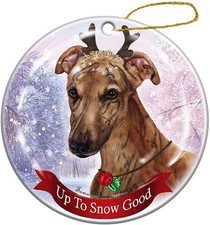 Holiday Pet Gifts Red Brindle Greyhound Dog Porcelain Christmas Ornament