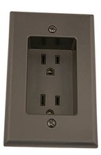 Black Recessed 15A Duplex Outlet for Flat Panel TVs and Wall Units 1 Pack