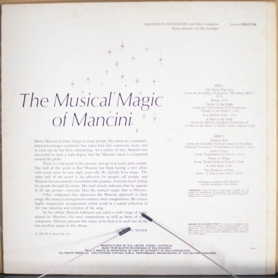 MANCINI PLAYS MANCINI - HENRY MANCINI - Vinyl LP - RCA - 1968 -VG FREE POST 3190 - Image 4 of 4