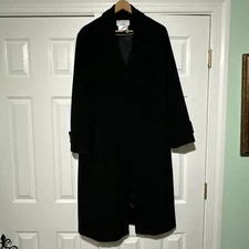 Vtg Helene Berman London Wool Cashmere blend Black  Coat Women's Sz XL
