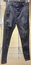 Sik Silk Black Distressed Skinny Jeans With Pockets Men's Size Small (US 30) New