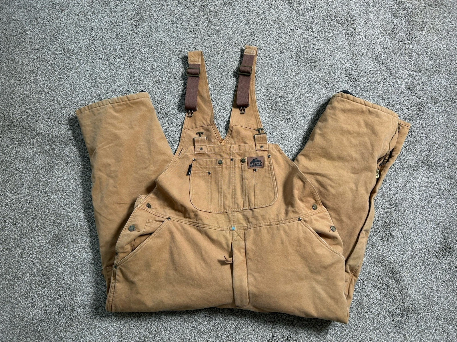 Old Mill Bib Overalls Thinsulate Lined Canvas Brown Outdoor Workwear Men's XXL