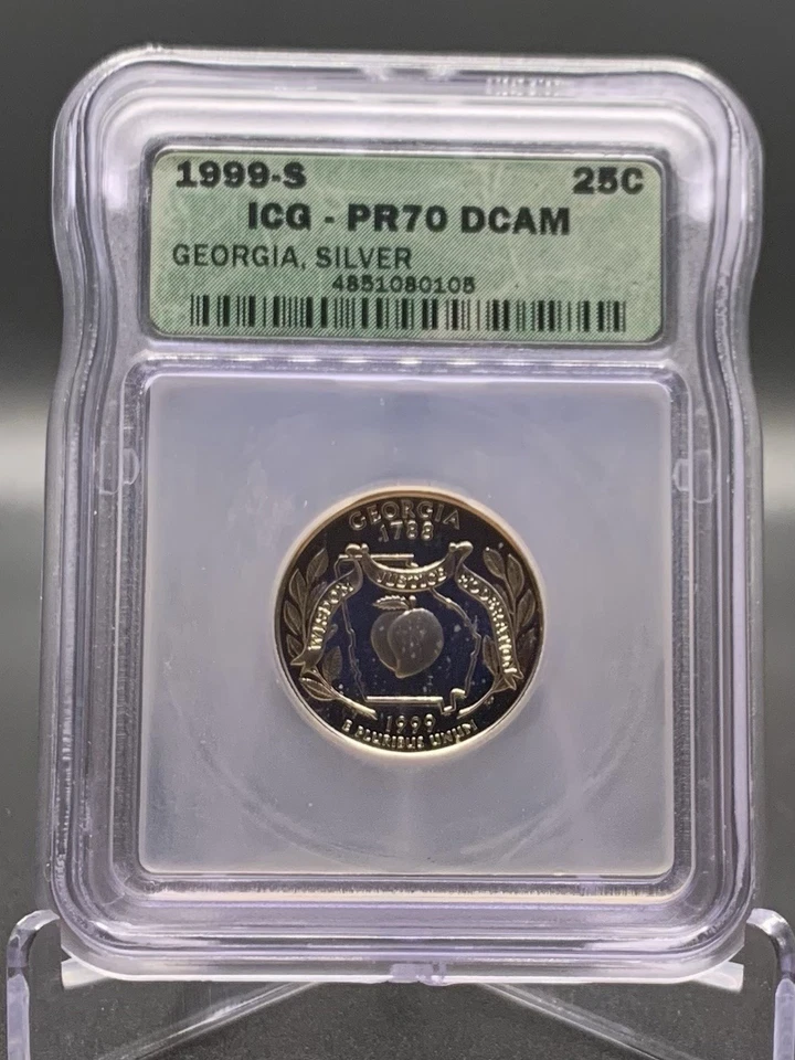 1999-S Georgia 90% Silver Proof State Quarter ICG PR70 DCAM Free Shipping - Image 3 of 4