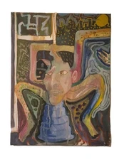 Surreal Abstract Portrait Acrylic Painting Modern Psychedelic Expressionism