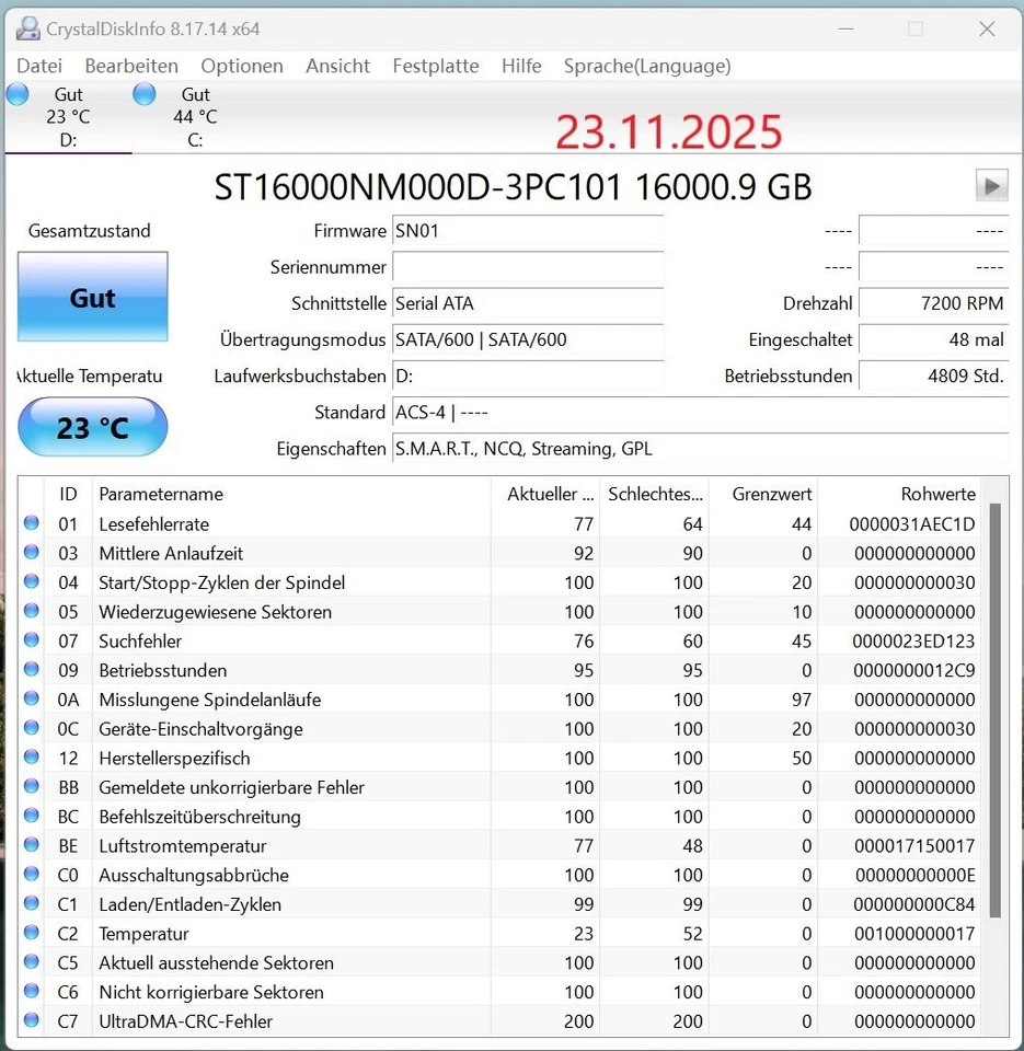 Seagate SkyHawk AI |16TB Festplatte ST16000NM000D| 3,5"|256MB Cache|7200 RPM - Bild 2 von 4