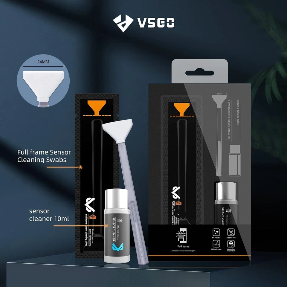 Kit de limpieza de sensores de marco completo VSGO VS-S03E, 12 hisopos de sensor y limpiador de 10 ml, Foto 2 de 4
