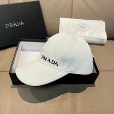 PRADA Unisex White Baseball Cap with Embroidered Letters M