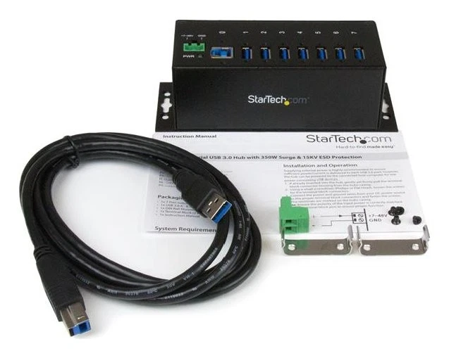 Startech.Com Hub USB 3.0 Industriale Black 7 porte ST7300USBME - Immagine 4 di 4