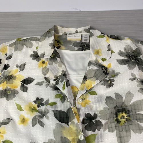 Alfred Dunner Button Up Blouse Women’s 22W White Floral Short Sleeve - Picture 3 of 11