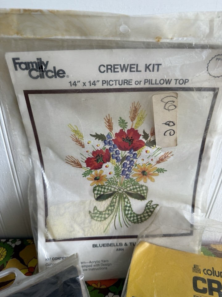 Broderie Crewel Vintage Années 70 Erica Wilson 1975 - Chef Amérindien 19 X 17 Pouces