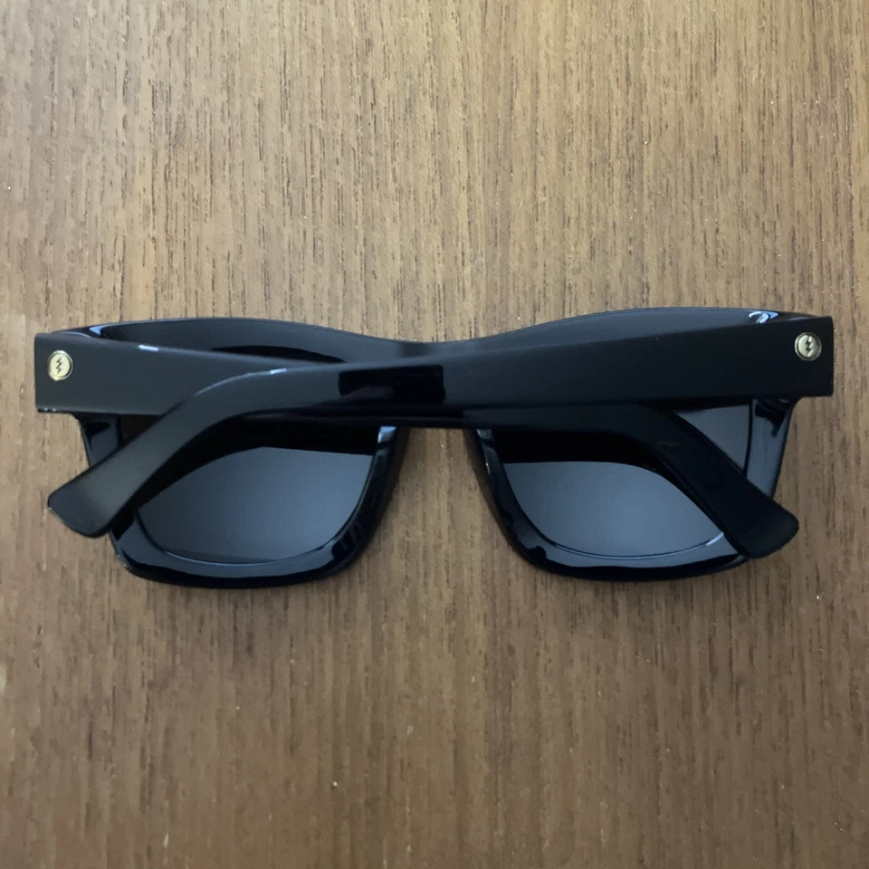 ELECTRIC VISUAL CRASHER Glossy Black Plastic Square Sunglasses Italy 53-22-145 - Image 2 of 4